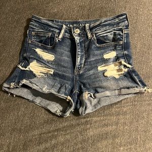 American Eagle High Waisted Ripped Jean Shorts